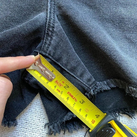 NTW American Eagle Highest Rise 90s Boyfriend Jean Shorts Washed Black Size 0 25 - Picture 6 of 6